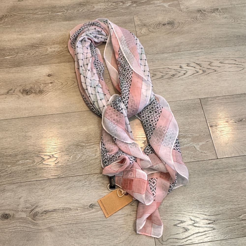 NWT Melifluos‎ Pink Geometric Print Viscose Scarf Shawl Lightweight
